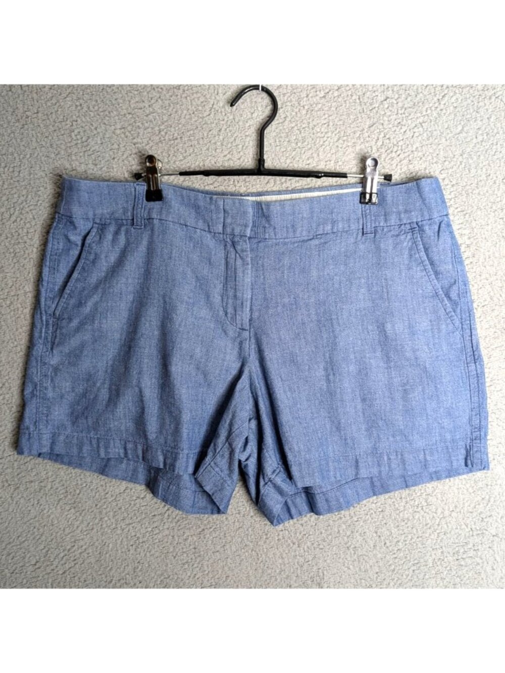 J.Crew Size 14 Chambray Blue Shorts Flat Front Casual Lightweight Design